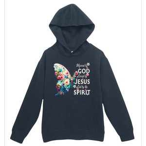 Blessed By God Loved By Jesus Floral Butterfly Christian Urban Pullover Hoodie