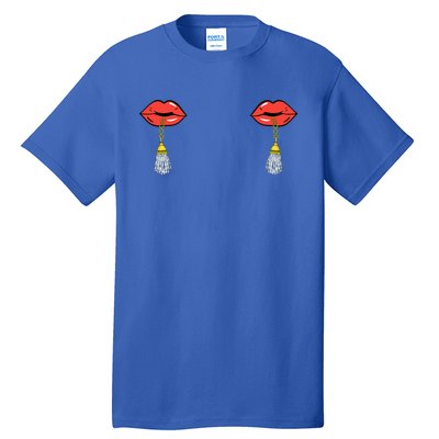 Burlesque Boobs Gag Red Lip Tassel Pasties Tall T-Shirt