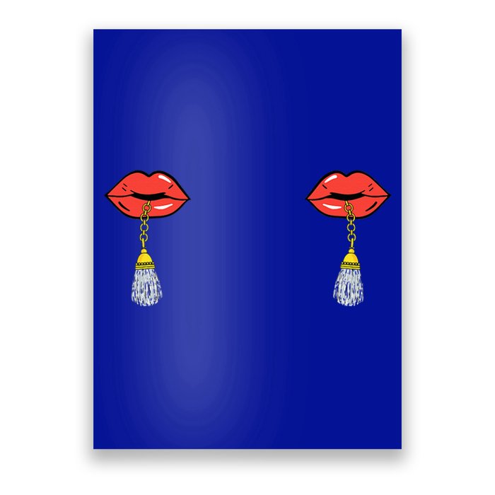 Burlesque Boobs Gag Red Lip Tassel Pasties Poster