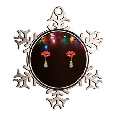 Burlesque Boobs Gag Red Lip Tassel Pasties Metallic Star Ornament