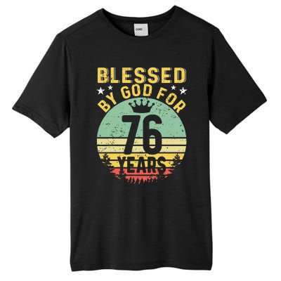 Blessed By GOD For 76 Years Of Being Awesome 76 Birthday Tall Fusion ChromaSoft Performance T-Shirt