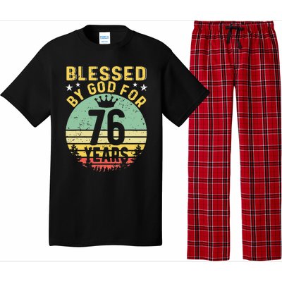 Blessed By GOD For 76 Years Of Being Awesome 76 Birthday Pajama Set