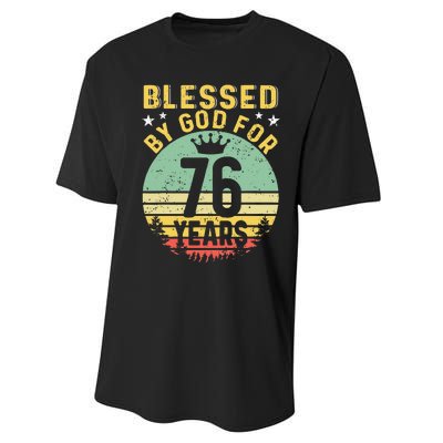 Blessed By GOD For 76 Years Of Being Awesome 76 Birthday Performance Sprint T-Shirt