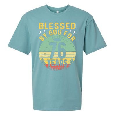 Blessed By GOD For 76 Years Of Being Awesome 76 Birthday Sueded Cloud Jersey T-Shirt