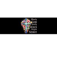 Blessed By God Loved By Jesus Floral Cross Christian Bumper Sticker