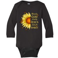 Blessed By God Loved By Jesus Sunflower Baby Long Sleeve Bodysuit