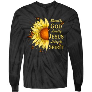 Blessed By God Loved By Jesus Sunflower Tie-Dye Long Sleeve Shirt