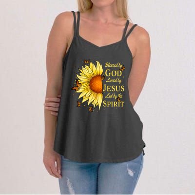 Blessed By God Loved By Jesus Sunflower Women's Strappy Tank