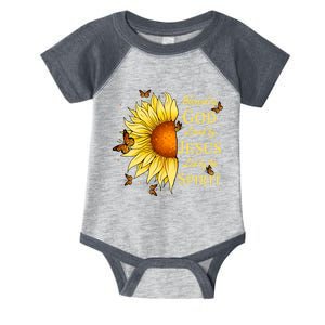 Blessed By God Loved By Jesus Sunflower Infant Baby Jersey Bodysuit