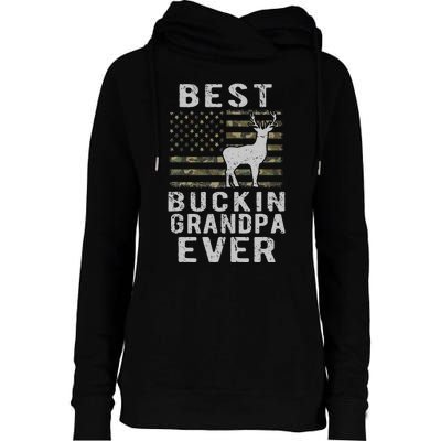 Best Bucking Grandpa Ever Camouflage US Flag Deer Hunting Womens Funnel Neck Pullover Hood