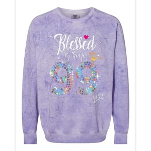 Blessed By God For 99 Years 99th Birthday Anniversary Colorblast Crewneck Sweatshirt