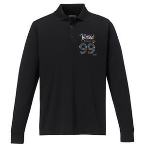 Blessed By God For 99 Years 99th Birthday Anniversary Performance Long Sleeve Polo