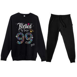 Blessed By God For 99 Years 99th Birthday Anniversary Premium Crewneck Sweatsuit Set