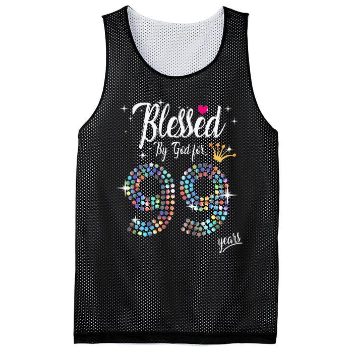 Blessed By God For 99 Years 99th Birthday Anniversary Mesh Reversible Basketball Jersey Tank