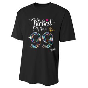 Blessed By God For 99 Years 99th Birthday Anniversary Performance Sprint T-Shirt