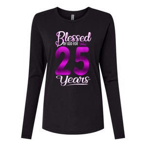 Blessed by God for 25 Years Old 25th Birthday Present Gifts Crown Womens Cotton Relaxed Long Sleeve T-Shirt