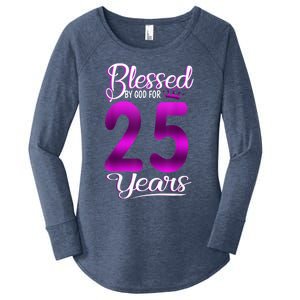 Blessed by God for 25 Years Old 25th Birthday Present Gifts Crown Women's Perfect Tri Tunic Long Sleeve Shirt