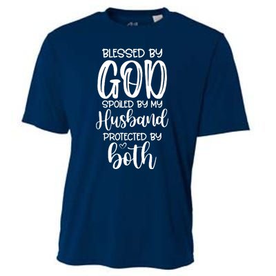 Blessed By God Spoiled By My Husband Protected By Both Cooling Performance Crew T-Shirt