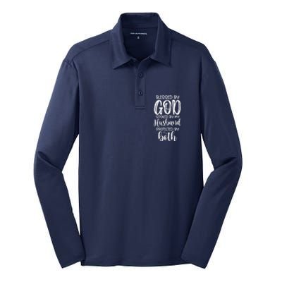 Blessed By God Spoiled By My Husband Protected By Both Silk Touch Performance Long Sleeve Polo