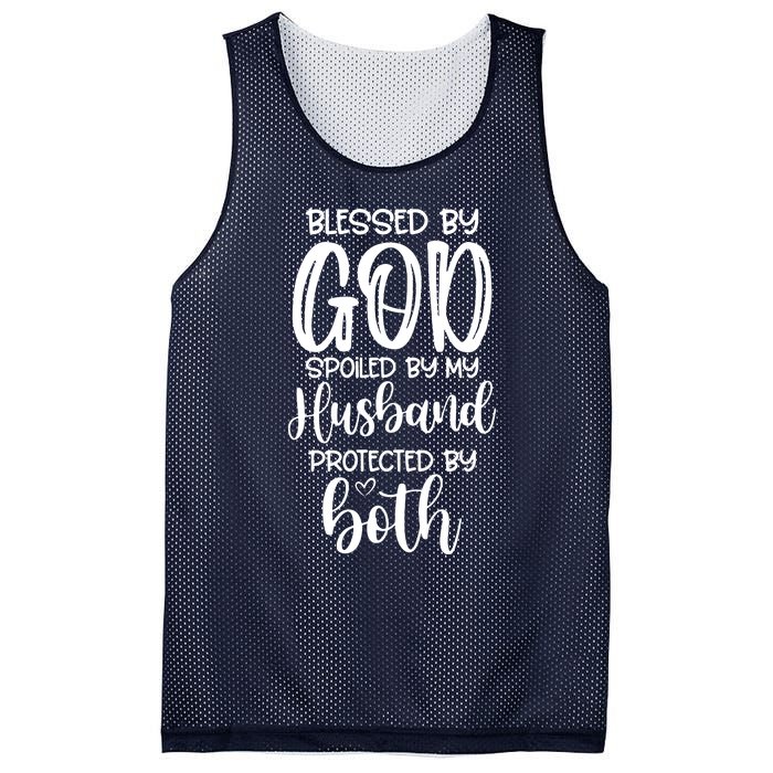 Blessed By God Spoiled By My Husband Protected By Both Mesh Reversible Basketball Jersey Tank