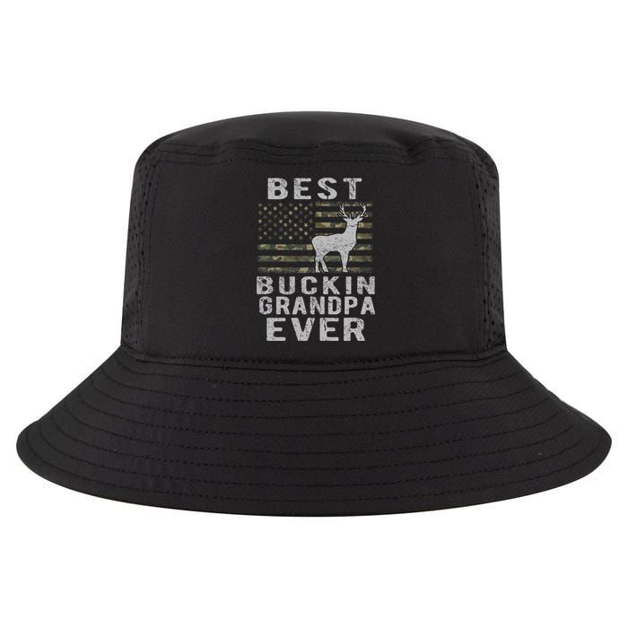 Best Bucking Grandpa Ever Camouflage Us Flag Deer Hunting Cool Comfort Performance Bucket Hat