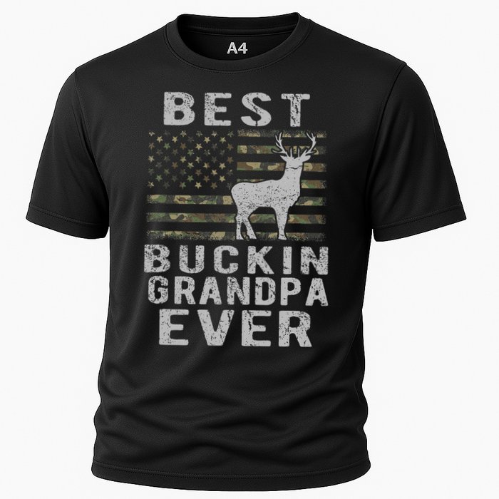Best Bucking Grandpa Ever Camouflage Us Flag Deer Hunting Cooling Performance Crew T-Shirt
