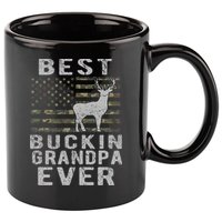 Best Bucking Grandpa Ever Camouflage Us Flag Deer Hunting 11oz C Handle Ceramic Mug