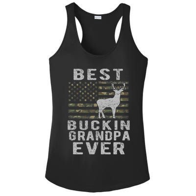 Best Bucking Grandpa Ever Camouflage Us Flag Deer Hunting Ladies PosiCharge Competitor Racerback Tank