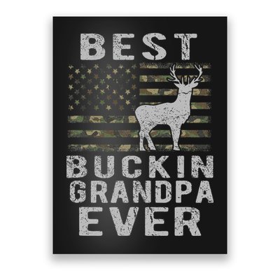 Best Bucking Grandpa Ever Camouflage Us Flag Deer Hunting Poster