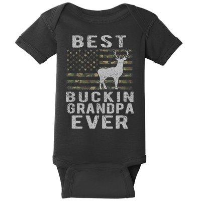 Best Bucking Grandpa Ever Camouflage Us Flag Deer Hunting Baby Bodysuit