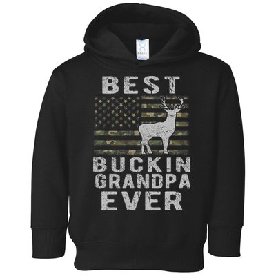 Best Bucking Grandpa Ever Camouflage Us Flag Deer Hunting Toddler Hoodie