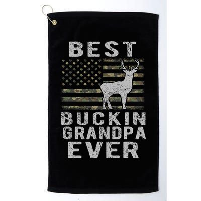 Best Bucking Grandpa Ever Camouflage Us Flag Deer Hunting Golf Towel