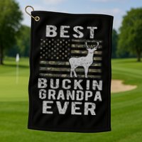 Best Bucking Grandpa Ever Camouflage Us Flag Deer Hunting Golf Towel