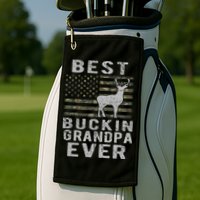 Best Bucking Grandpa Ever Camouflage Us Flag Deer Hunting Golf Towel