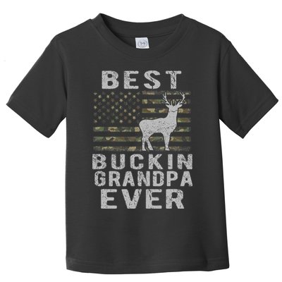 Best Bucking Grandpa Ever Camouflage Us Flag Deer Hunting Toddler T-Shirt