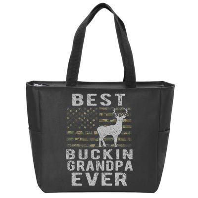 Best Bucking Grandpa Ever Camouflage Us Flag Deer Hunting Zip Tote Bag