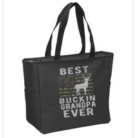 Best Bucking Grandpa Ever Camouflage Us Flag Deer Hunting Zip Tote Bag