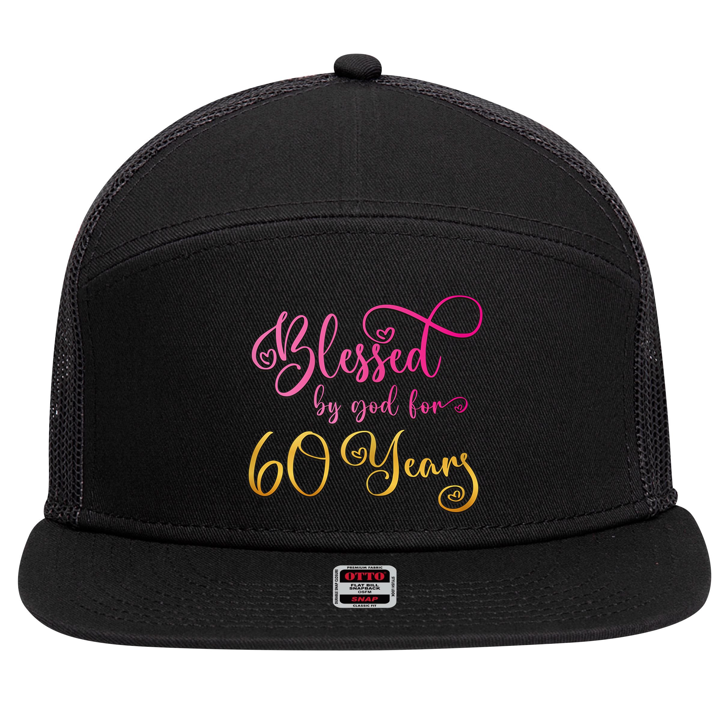 Blessed By God For 60 Years Old Wo 60th Birthday 7 Panel Mesh Trucker Snapback Hat
