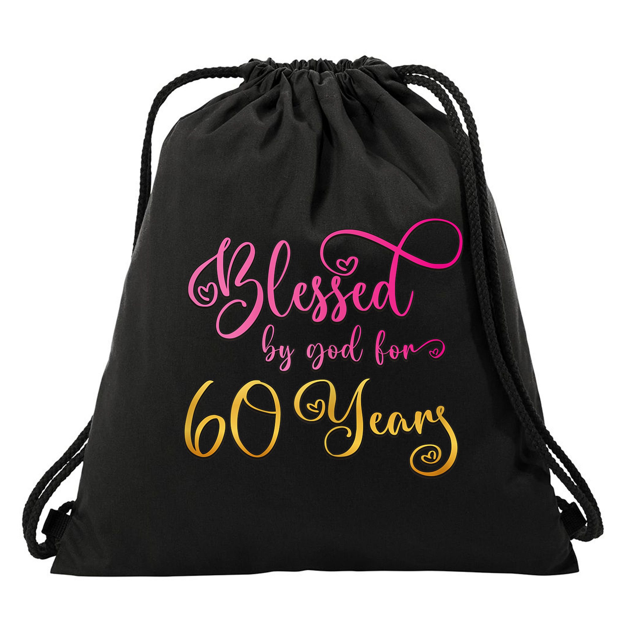 Blessed By God For 60 Years Old Wo 60th Birthday Drawstring Bag