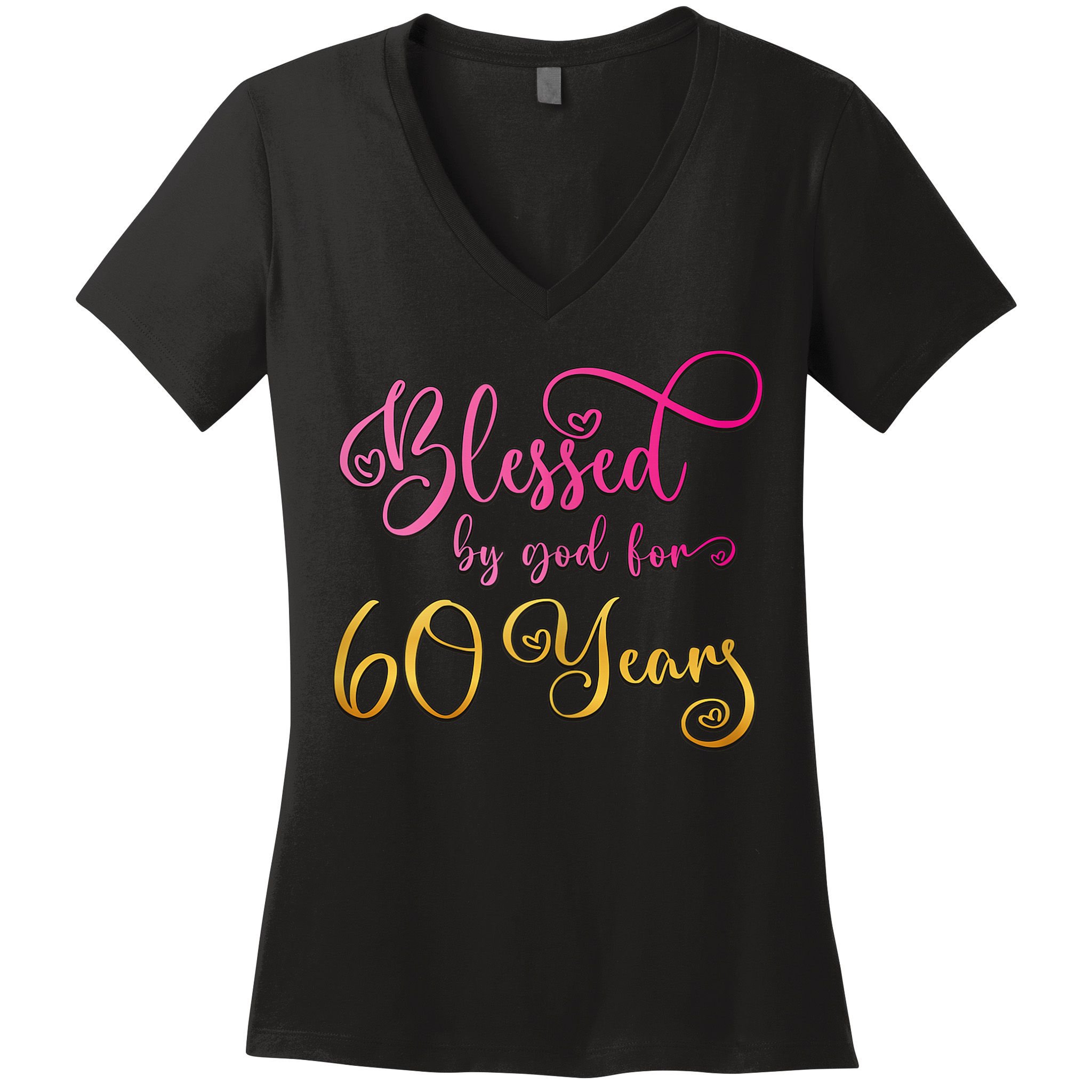 Blessed By God For 60 Years Old Wo 60th Birthday Women's V-Neck T-Shirt