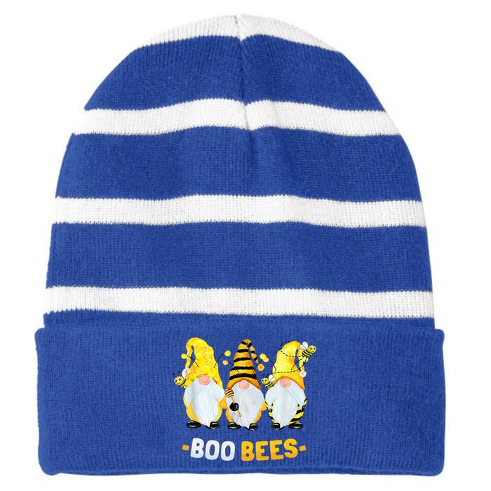 Boo Bees Gnome Cute Bee Lover Beekeeping Cute Gift Striped Beanie with Solid Band