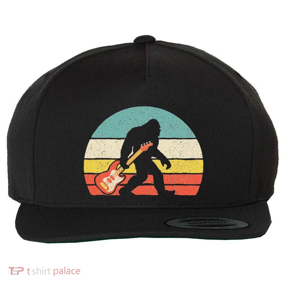Bigfoot Bass Guitar Bass Player Bassist Music Guitarist Wool Snapback Cap