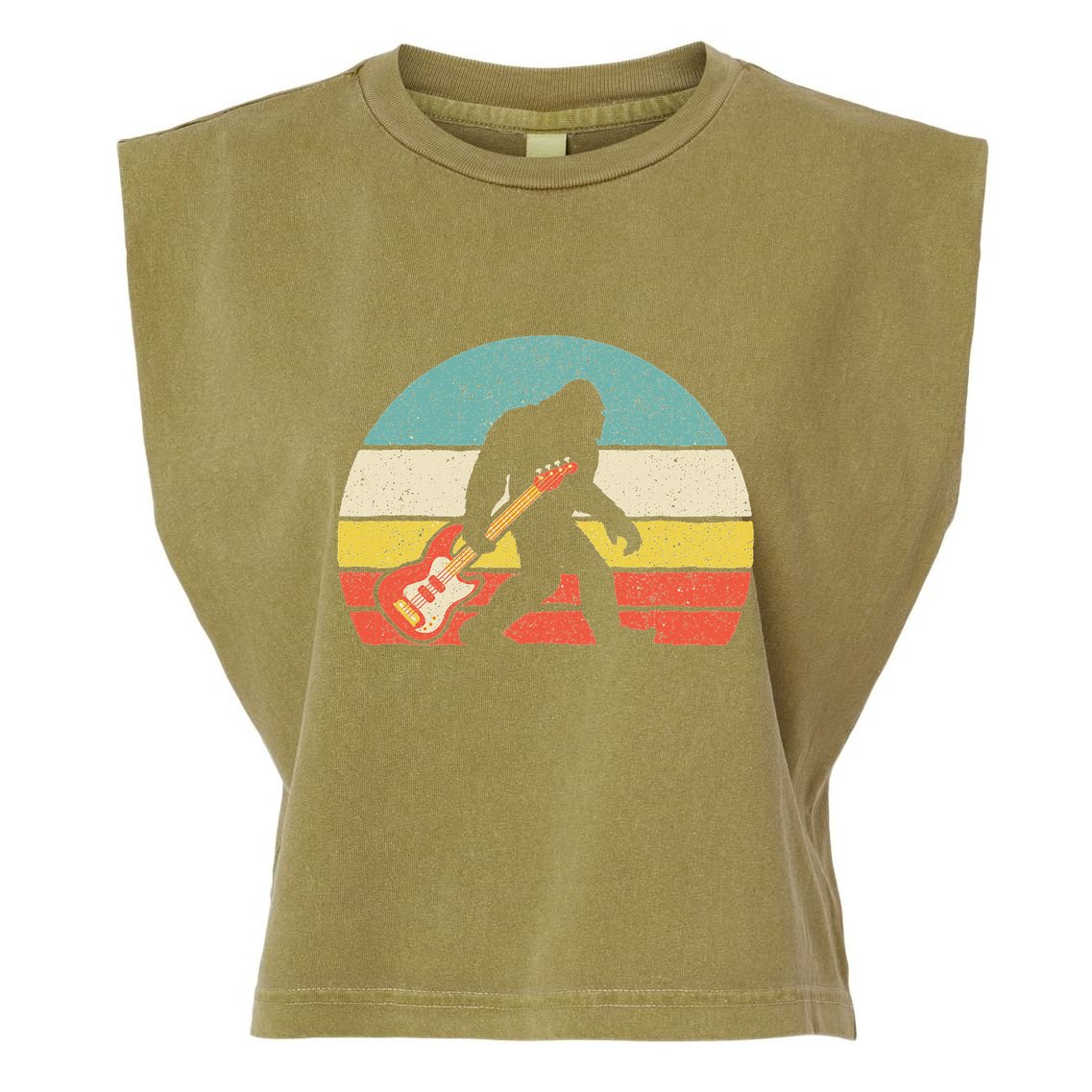 Bigfoot Bass Guitar Bass Player Bassist Music Guitarist Garment-Dyed Women's Muscle Tee