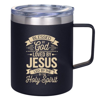 Blessed By God Loved By Jesus Led By The Holy Spirit 12oz Stainless Steel Coffee Mug