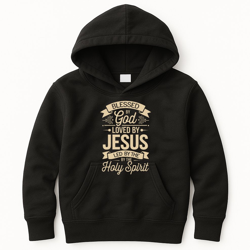 Blessed By God Loved By Jesus Led By The Holy Spirit Kids Hoodie