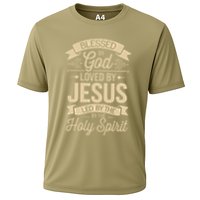 Blessed By God Loved By Jesus Led By The Holy Spirit Cooling Performance Crew T-Shirt