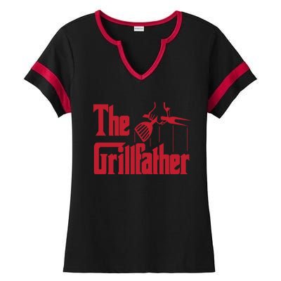 Bbq Barbecue Grilling Funny The Grillfather Meaningful Gift Ladies Halftime Notch Neck Tee