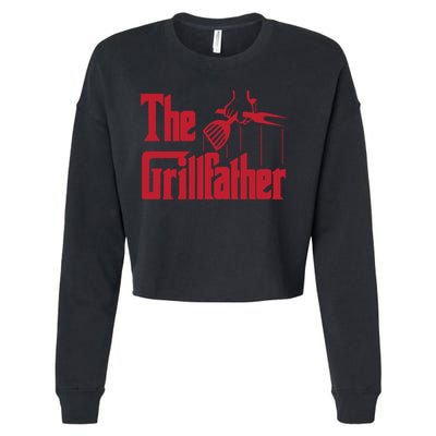 Bbq Barbecue Grilling Funny The Grillfather Meaningful Gift Cropped Pullover Crew