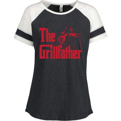 Bbq Barbecue Grilling Funny The Grillfather Meaningful Gift Enza Ladies Jersey Colorblock Tee