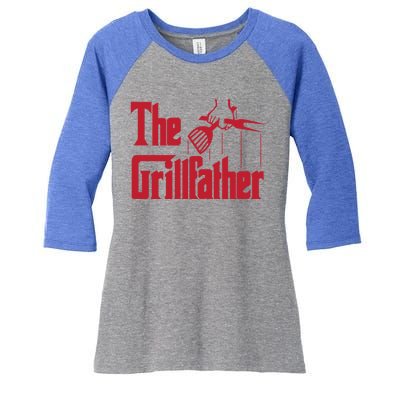 Bbq Barbecue Grilling Funny The Grillfather Meaningful Gift Women's Tri-Blend 3/4-Sleeve Raglan Shirt